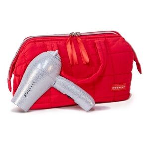 FHI Heat Foldable Blow Dryer Shimmer & Sparkle Mini Travel Red Hair Tool Bag Set